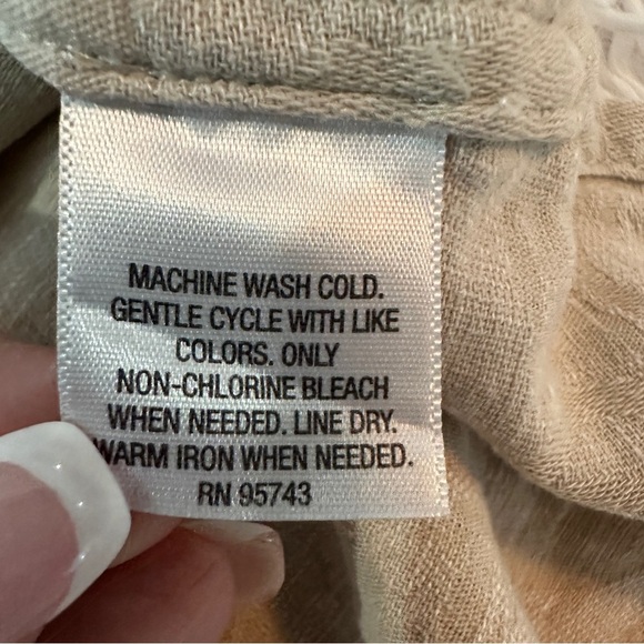 Tasso Elba Men's Casual Linen Blend Beige Button Down Shirt - Picture 15 of 16